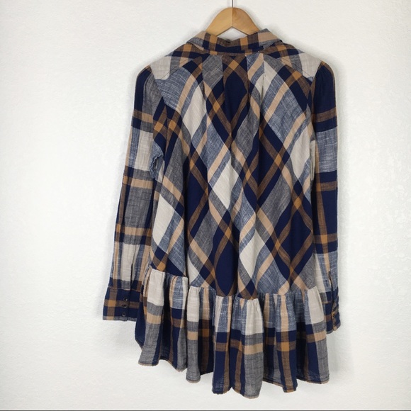 Free People Peppy In Plaid Button Up Blouse Top - Picture 10 of 10